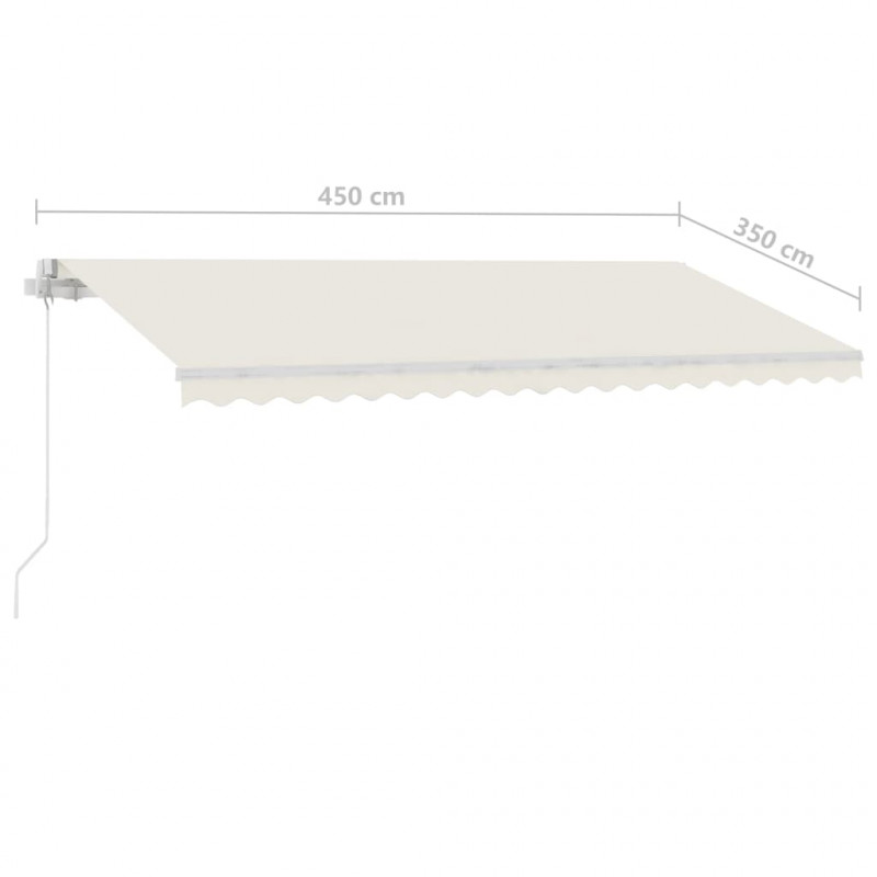 Ręcznie zwijana markiza z LED, 450x350 cm, kremowa