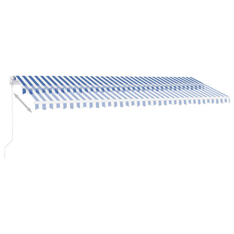 Ręcznie zwijana markiza z LED, 500x350 cm, niebiesko-biała
