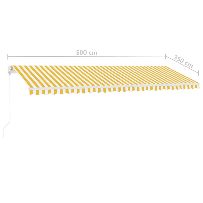 Ręcznie zwijana markiza z LED, 500x350 cm, żółto-biała