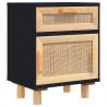 Szafki nocne, 2 szt., czarne, lite drewno sosnowe i rattan