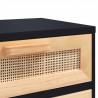 Szafki nocne, 2 szt., czarne, lite drewno sosnowe i rattan