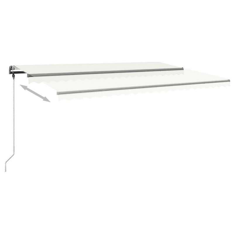 Ręcznie zwijana markiza z LED, 500x350 cm, kremowa