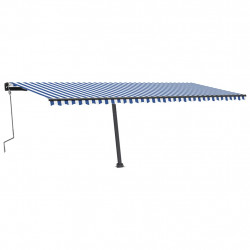 Ręcznie zwijana markiza z LED, 600x350 cm, niebiesko-biała