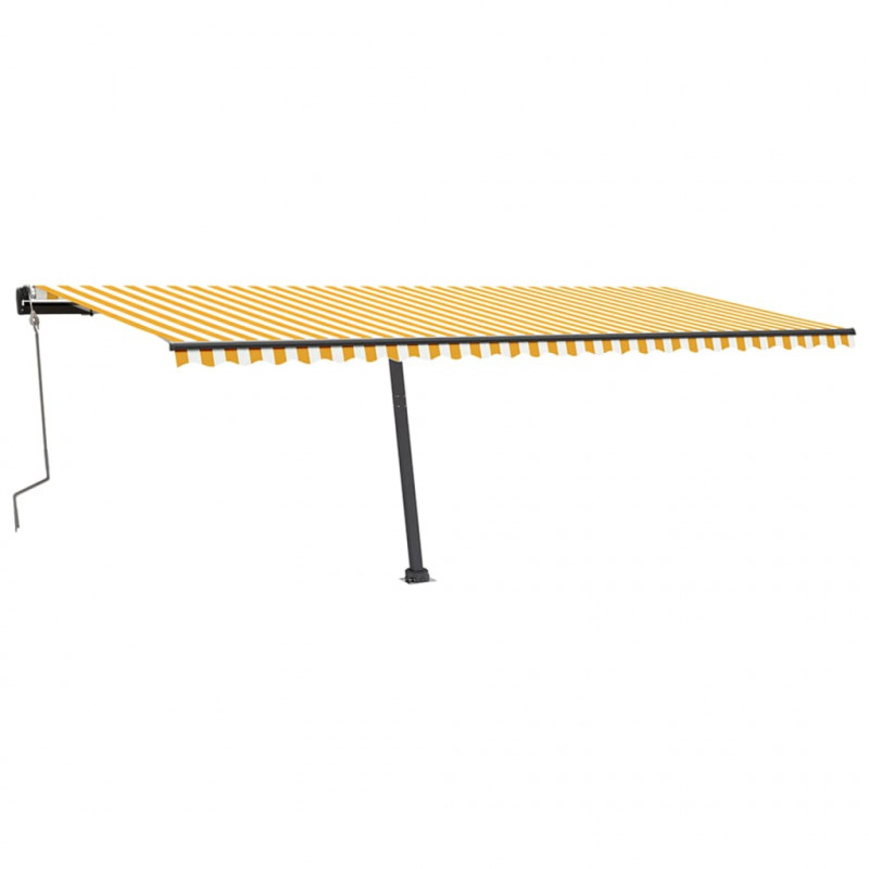 Ręcznie zwijana markiza z LED, 600x350 cm, żółto-biała