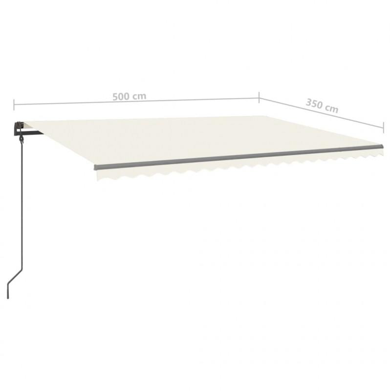 Ręcznie zwijana markiza z LED, 5x3,5 m, kremowa