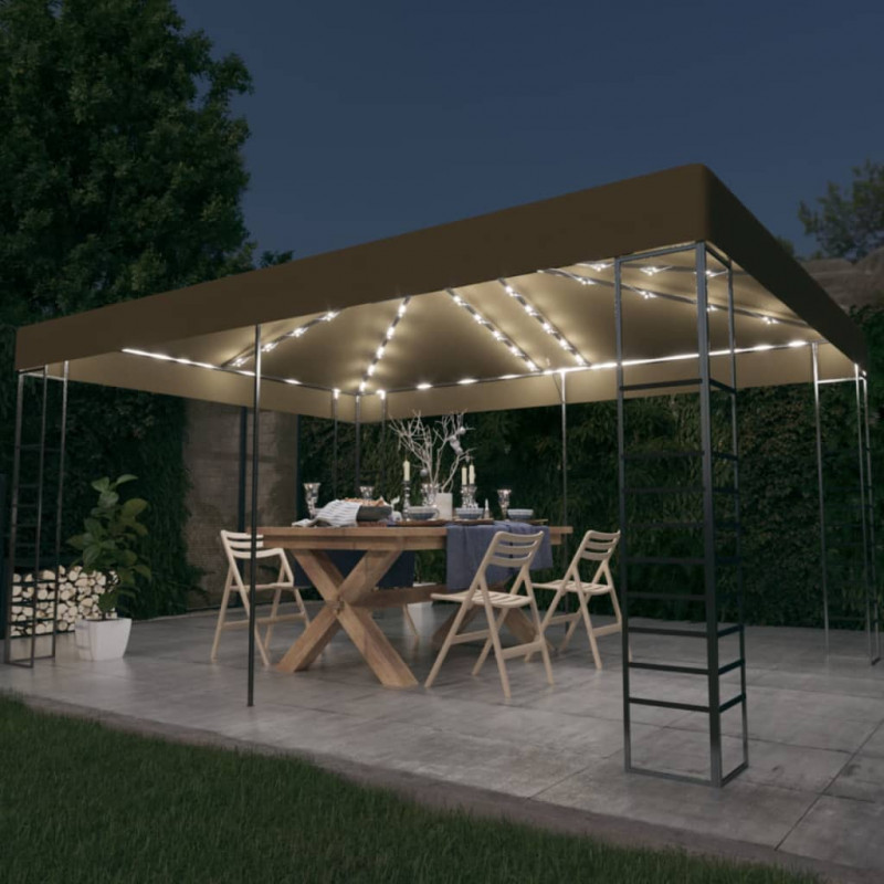 Altana ze sznurem lampek LED, 3x4 m, kolor taupe