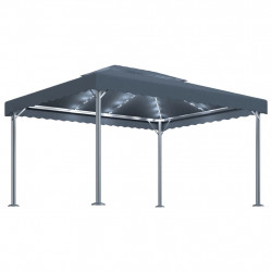 Altana ze sznurem lampek LED, 400x300 cm, antracyt, aluminium