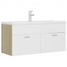 Szafka z wbudowaną umywalką, biel i dąb sonoma