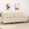 3-osobowa sofa, kremowa, 180 cm, tapicerowana tkaniną