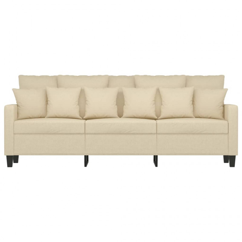 3-osobowa sofa, kremowa, 180 cm, tapicerowana tkaniną