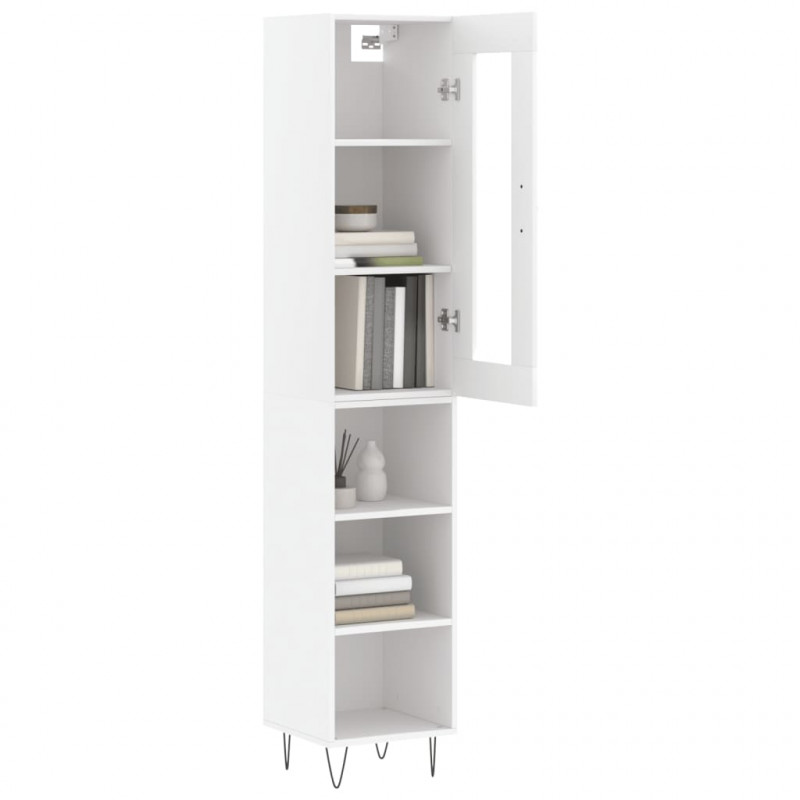 Wysoka szafka, biała, 34,5x34x180 cm, materiał drewnopochodny