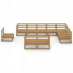 10-cz. zestaw wypoczynkowy do ogrodu, miodowy brąz, sosnowy