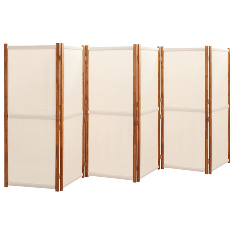 Parawan 6-panelowy, kremowy, 420 x 180 cm