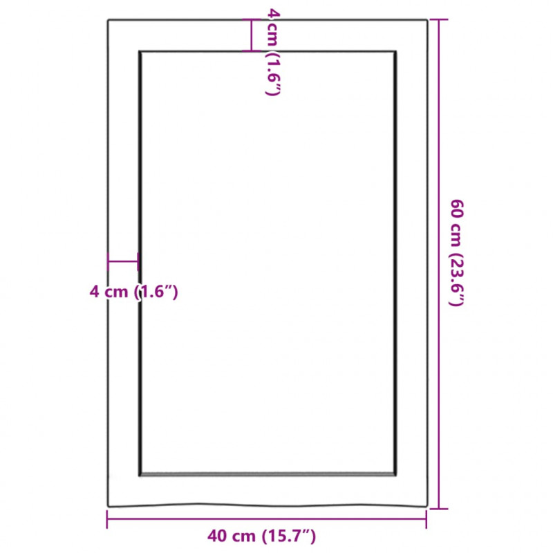 Półka, brązowa, 40x60x(2-6) cm, lakierowane lite drewno dębowe