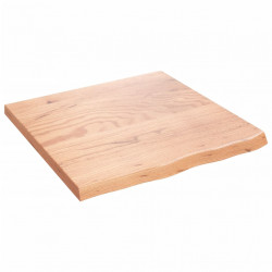 Półka, brązowa, 60x60x(2-4) cm, lakierowane lite drewno dębowe