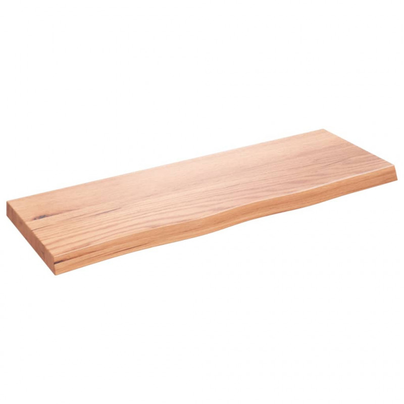 Półka, brązowa, 80x30x(2-4) cm, lakierowane lite drewno dębowe