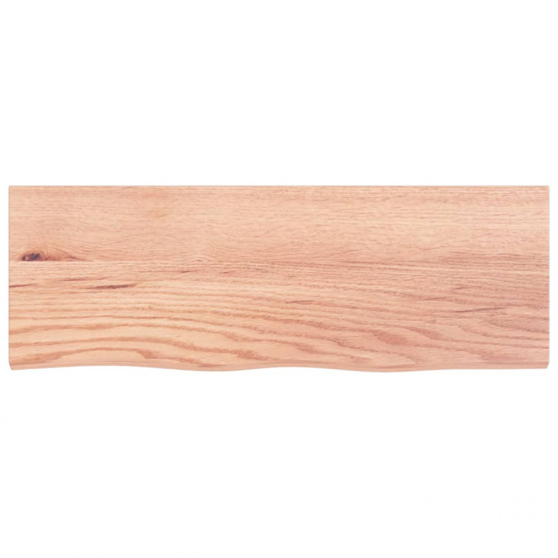 Półka, brązowa, 80x30x(2-4) cm, lakierowane lite drewno dębowe