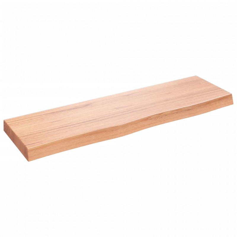 Półka, brązowa, 100x30x(2-6) cm, lakierowane lite drewno dębowe