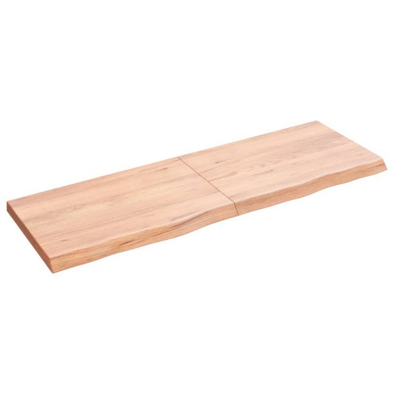 Półka, brązowa, 120x40x(2-4) cm, lakierowane lite drewno dębowe