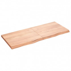 Półka, brązowa, 120x50x(2-4) cm, lakierowane lite drewno dębowe