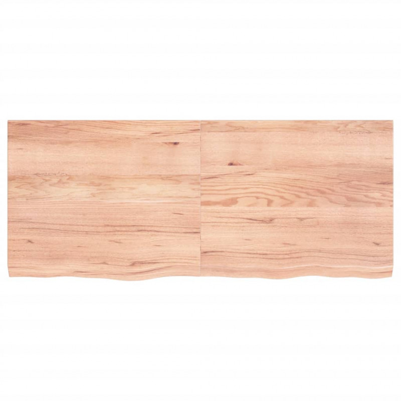 Półka, brązowa, 120x50x(2-4) cm, lakierowane lite drewno dębowe