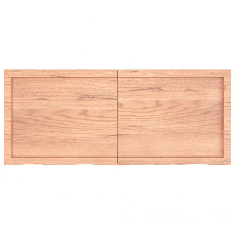 Półka, brązowa, 120x50x(2-4) cm, lakierowane lite drewno dębowe