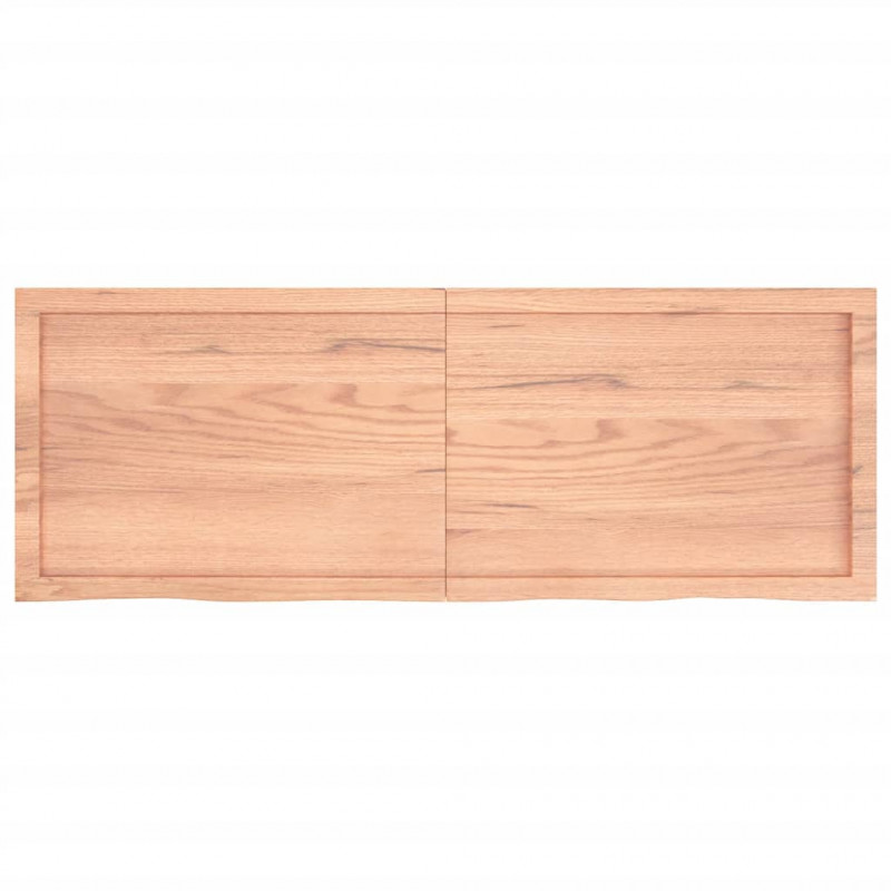Półka, brązowa, 140x50x(2-6) cm, lakierowane lite drewno dębowe