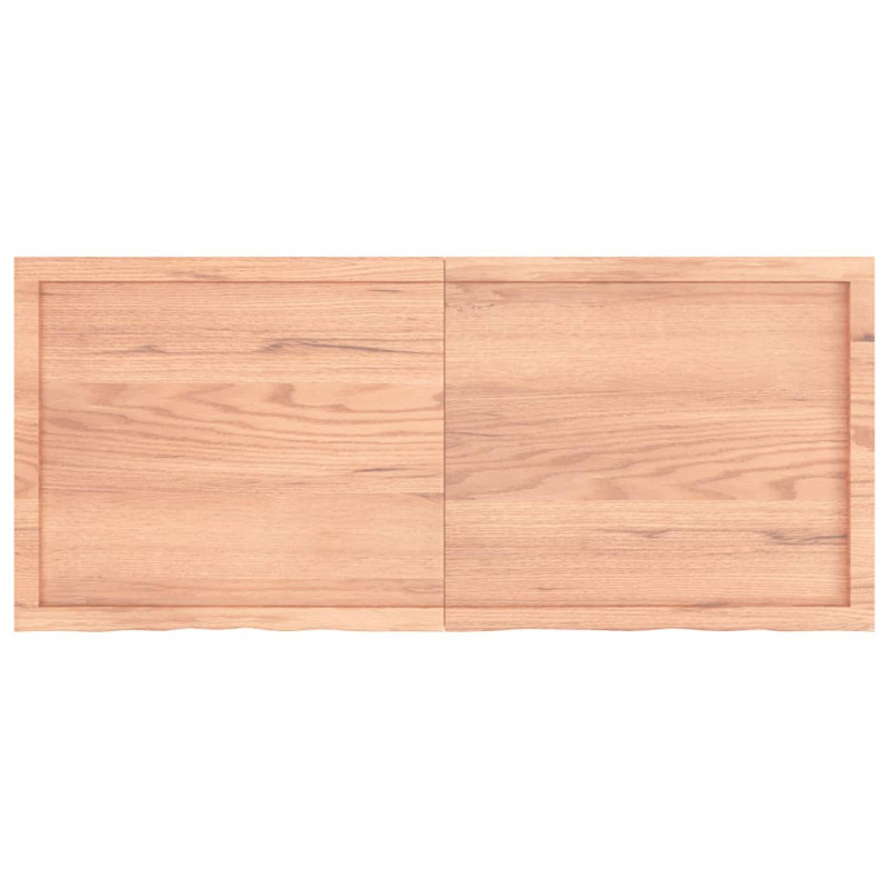 Półka, brązowa, 140x60x(2-6) cm, lakierowane lite drewno dębowe