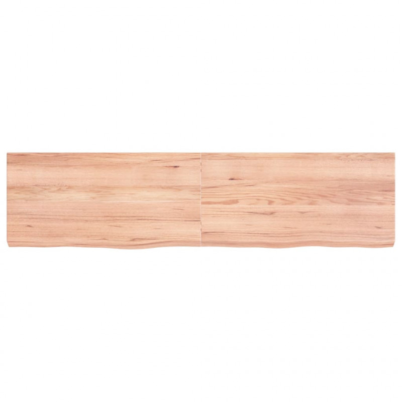 Półka, brązowa, 160x40x(2-6) cm, lakierowane lite drewno dębowe