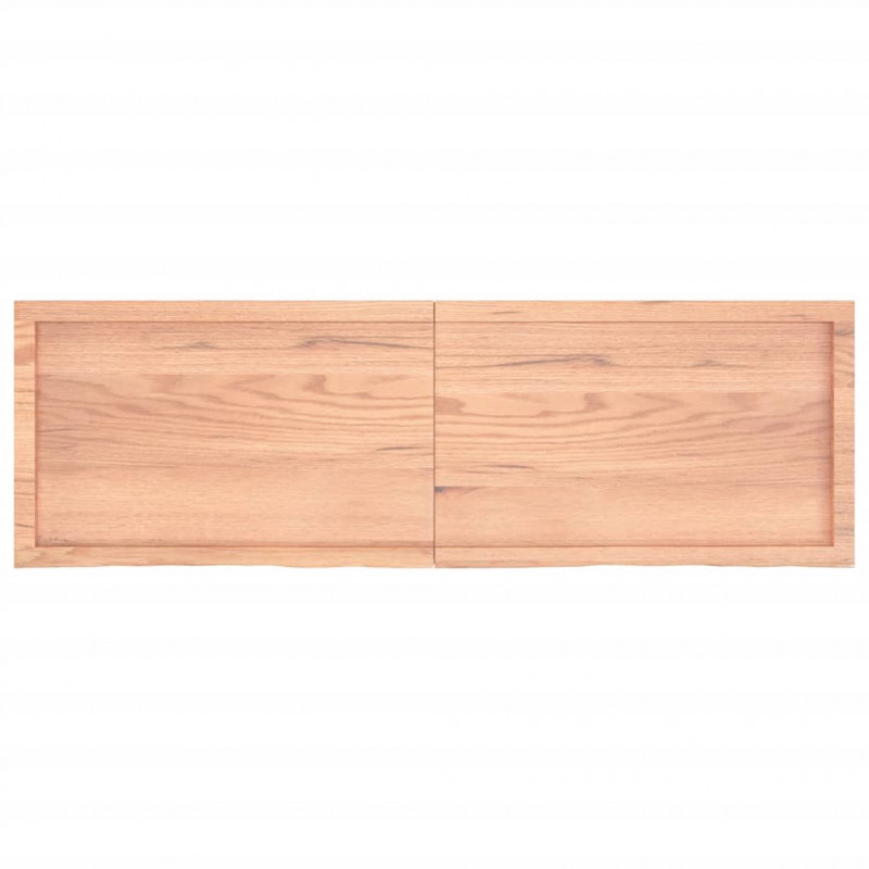 Półka, brązowa, 160x50x(2-6) cm, lakierowane lite drewno dębowe