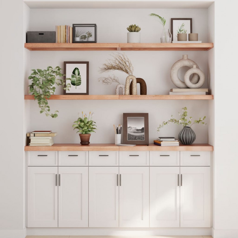 Półka, brązowa, 180x40x(2-4) cm, lakierowane lite drewno dębowe