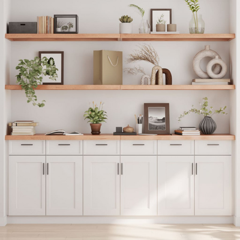 Półka, brązowa, 200x30x(2-4) cm, lakierowane lite drewno dębowe