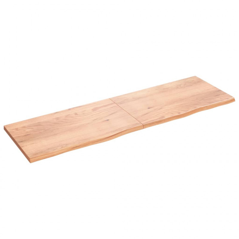 Półka, brązowa, 200x60x(2-4) cm, lakierowane lite drewno dębowe