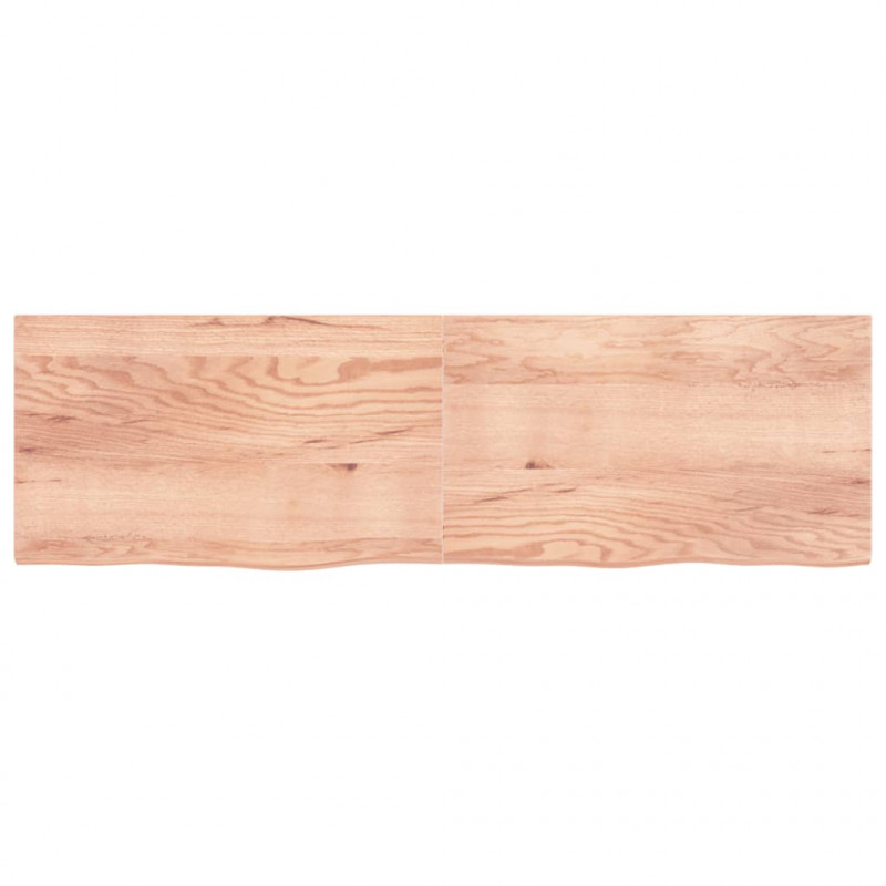 Półka, brązowa, 200x60x(2-4) cm, lakierowane lite drewno dębowe