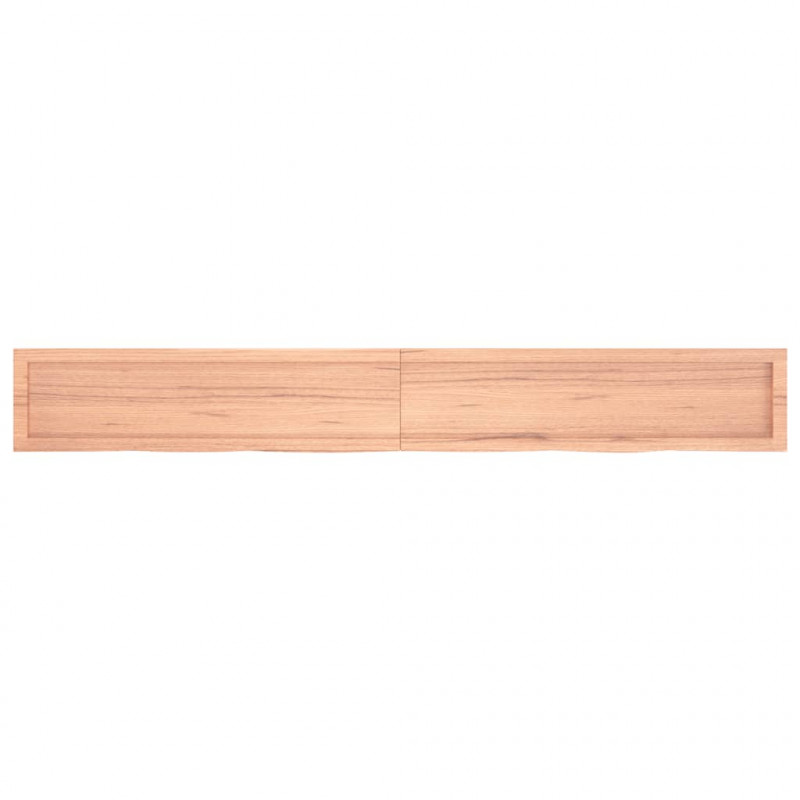 Półka, brązowa, 220x30x(2-4) cm, lakierowane lite drewno dębowe
