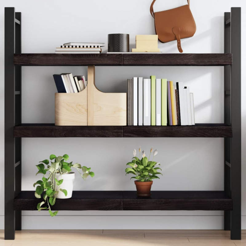 Półka, ciemnobrązowa, 120x40x(2-6) cm, wykończone drewno dębowe