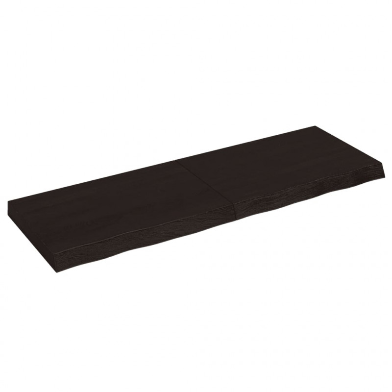 Półka, ciemnobrązowa, 120x40x(2-6) cm, wykończone drewno dębowe