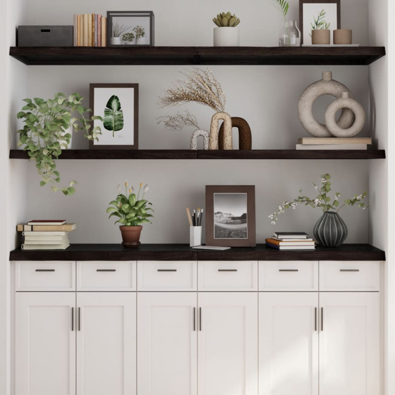 Półka, ciemnobrązowa, 160x60x(2-4) cm, wykończone drewno dębowe