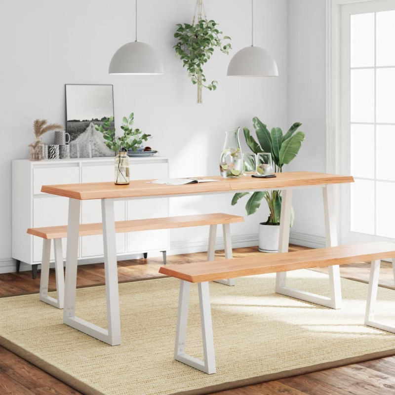 Blat, jasnobrązowy 180x60x(2-4)cm drewno z naturalną krawędzią