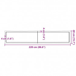 Blat jasnobrązowy 220x40x(2-4) cm, drewno z naturalną krawędzią