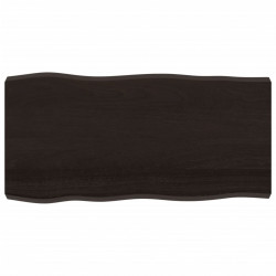 Blat, ciemnobrązowy 100x50x(2-6)cm drewno z naturalną krawędzią