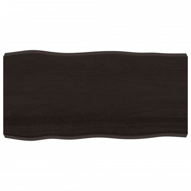 Blat, ciemnobrązowy 100x50x(2-6)cm drewno z naturalną krawędzią