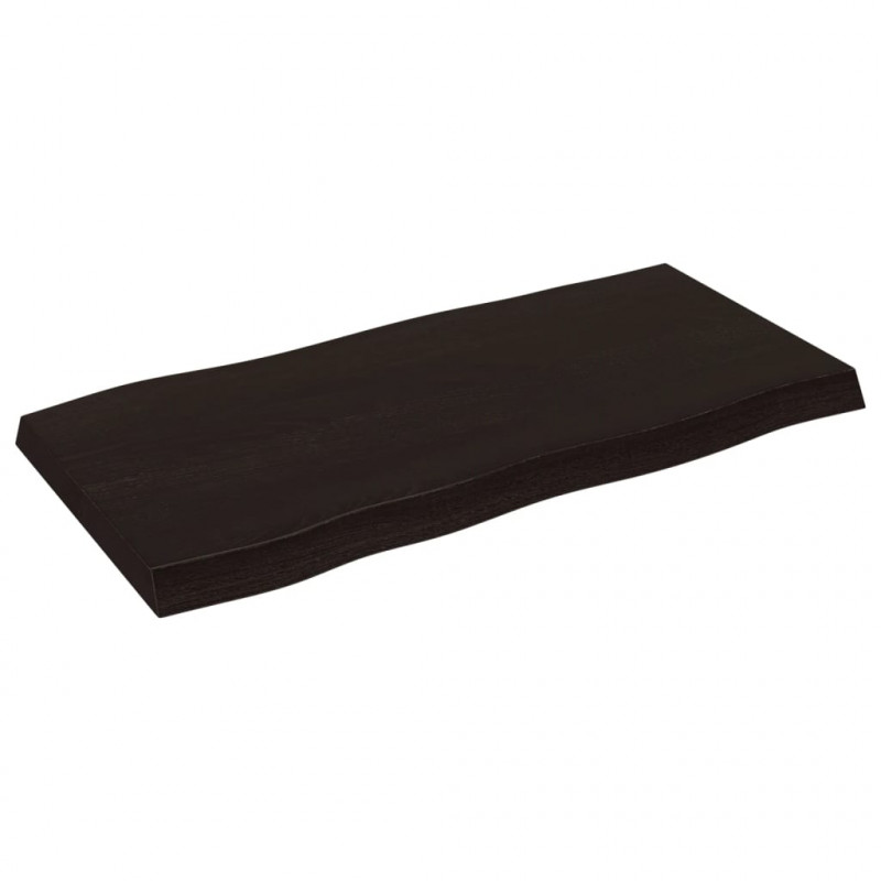 Blat, ciemnobrązowy 100x50x(2-6)cm drewno z naturalną krawędzią