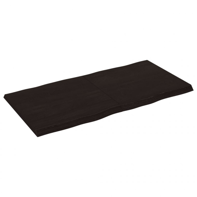 Blat, ciemnobrązowy 120x60x(2-4)cm drewno z naturalną krawędzią