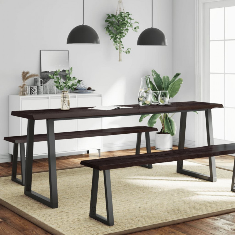 Blat ciemnobrązowy 200x60x(2-6) cm drewno z naturalną krawędzią