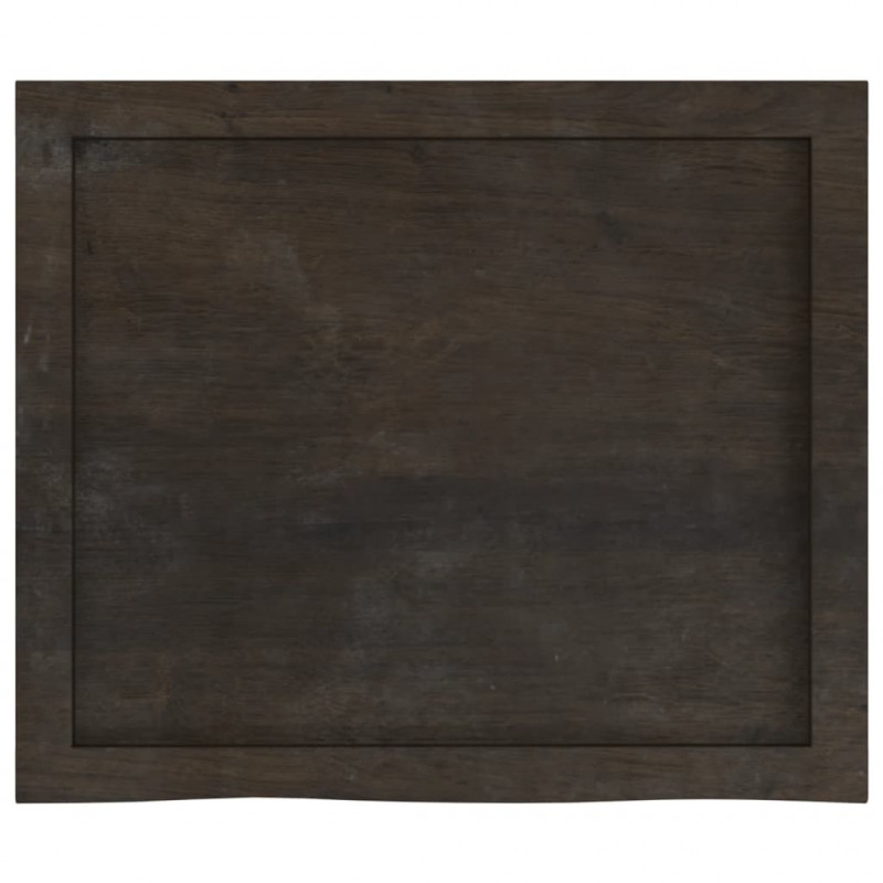 Blat stołu, ciemnobrązowy, 60x50x(2-6) cm, lite drewno dębowe
