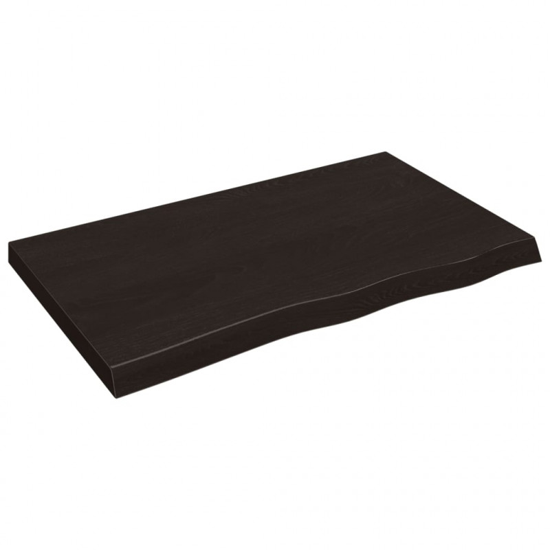 Blat stołu, ciemnobrązowy, 100x60x(2-6) cm, lite drewno dębowe
