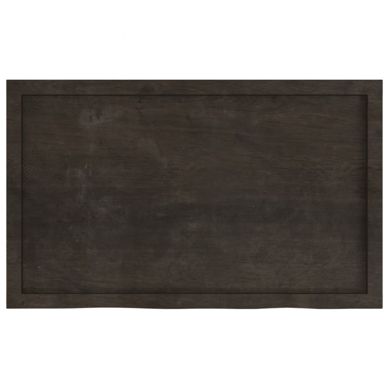Blat stołu, ciemnobrązowy, 100x60x(2-6) cm, lite drewno dębowe