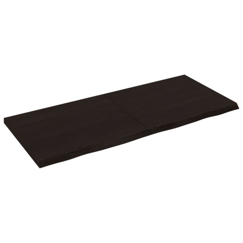 Blat stołu, ciemnobrązowy, 140x60x(2-4) cm, lite drewno dębowe