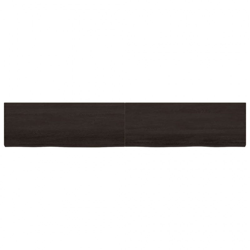 Blat stołu, ciemnobrązowy, 220x40x(2-6) cm, lite drewno dębowe